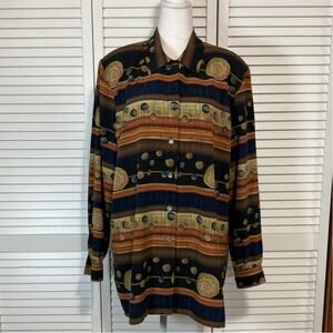 Allison Daley Vintage 90s Retro Collared Long Sleeve Women Tunic Blouse 16